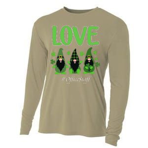 Love Office Staff Gnome Shamrock Saint Patrick's Day Cooling Performance Long Sleeve Crew