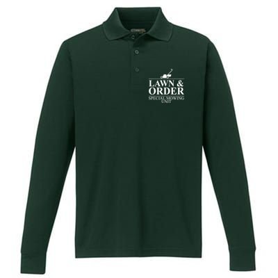 Lawn & Order Special Mowing Unit Performance Long Sleeve Polo