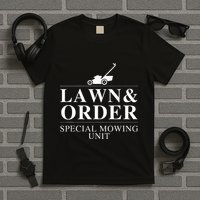 Lawn & Order Special Mowing Unit Funny Dad Joke T-Shirt