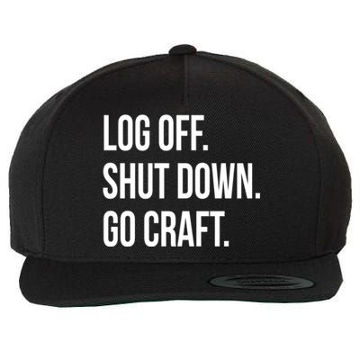 Log Off Shut Down Scrapbooking Work From Home Scrapbook Wfh Gift Wool Snapback Cap