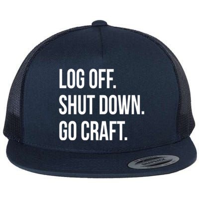 Log Off Shut Down Scrapbooking Work From Home Scrapbook Wfh Gift Flat Bill Trucker Hat