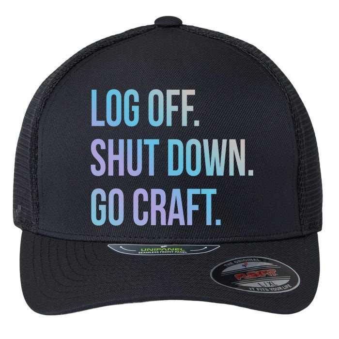 Log Off Shut Down Scrapbooking Work From Home Scrapbook Wfh Gift Flexfit Unipanel Trucker Cap