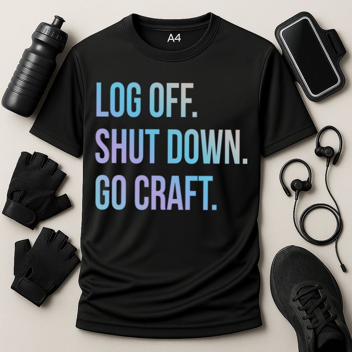 Log Off Shut Down Scrapbooking Work From Home Scrapbook Wfh Gift Cooling Performance Crew T-Shirt