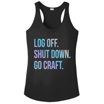 Log Off Shut Down Scrapbooking Work From Home Scrapbook Wfh Gift Ladies PosiCharge Competitor Racerback Tank