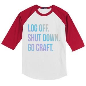 Log Off Shut Down Scrapbooking Work From Home Scrapbook Wfh Gift Kids Colorblock Raglan Jersey