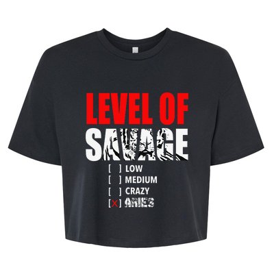 Level Of Savage Low Medium Aries Beast Animal Mode Bella+Canvas Jersey Crop Tee