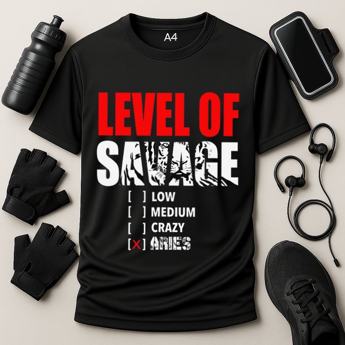 Level Of Savage Low Medium Aries Beast Animal Mode Performance Shirt