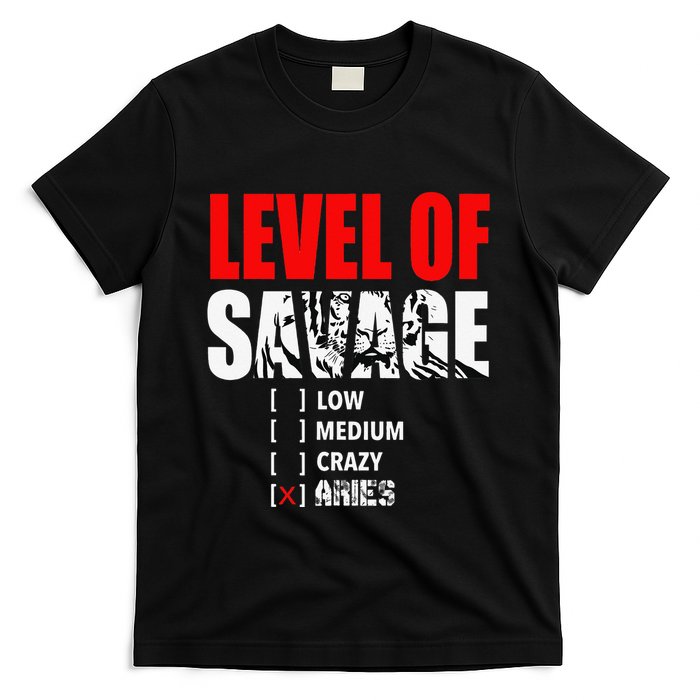 Level Of Savage Low Medium Aries Beast Animal Mode T-Shirt