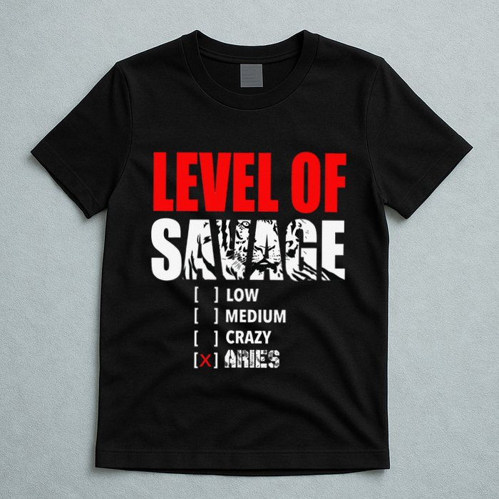 Level Of Savage Low Medium Aries Beast Animal Mode T-Shirt