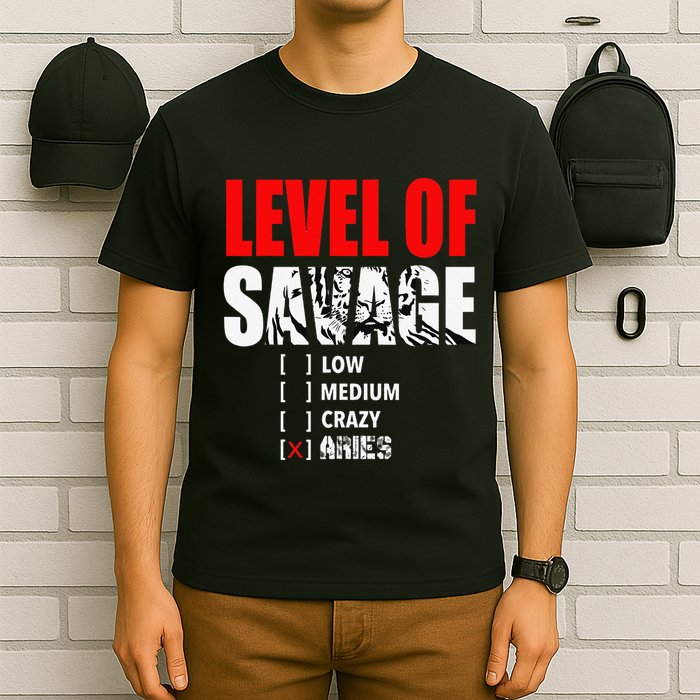 Level Of Savage Low Medium Aries Beast Animal Mode T-Shirt