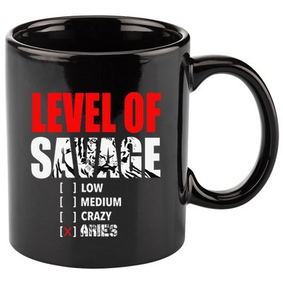 Level Of Savage Low Medium Aries Beast Animal Mode 11oz C Handle Ceramic Mug