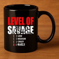 Level Of Savage Low Medium Aries Beast Animal Mode 11oz C Handle Ceramic Mug