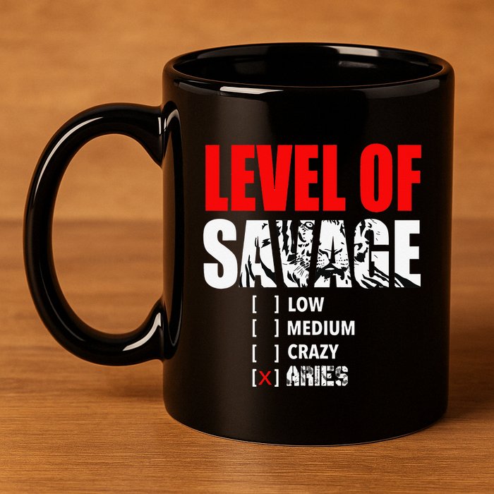 Level Of Savage Low Medium Aries Beast Animal Mode 11oz C Handle Ceramic Mug
