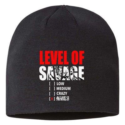 Level Of Savage Low Medium Aries Beast Animal Mode Sustainable Beanie