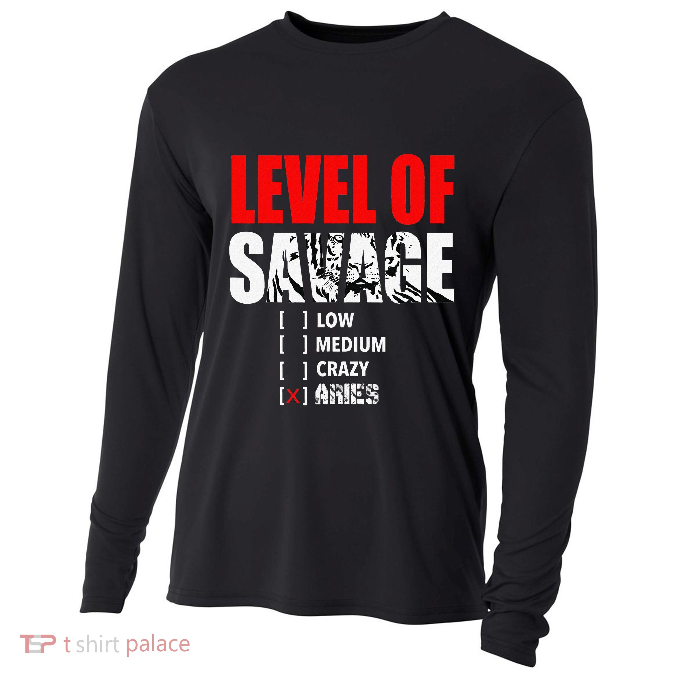Level Of Savage Low Medium Aries Beast Animal Mode Cooling Performance Long Sleeve Crew