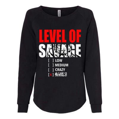 Level Of Savage Low Medium Aries Beast Animal Mode Womens California Wash Sweatshirt