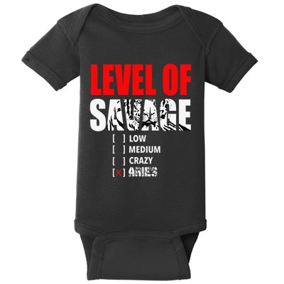 Level Of Savage Low Medium Aries Beast Animal Mode Baby Bodysuit