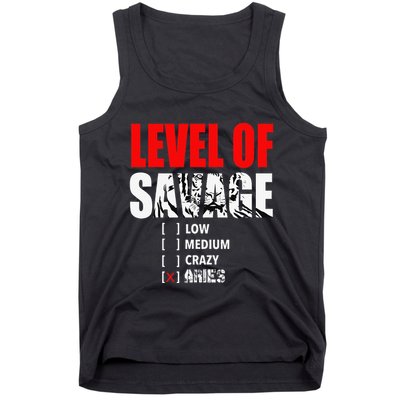 Level Of Savage Low Medium Aries Beast Animal Mode Tank Top