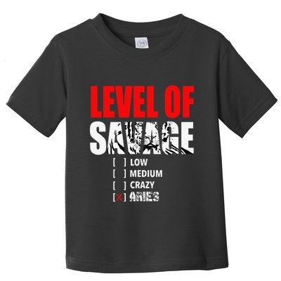 Level Of Savage Low Medium Aries Beast Animal Mode Toddler T-Shirt