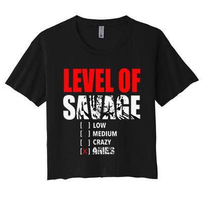 Level Of Savage Low Medium Aries Beast Animal Mode Women's Crop Top Tee