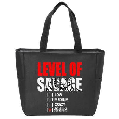 Level Of Savage Low Medium Aries Beast Animal Mode Zip Tote Bag