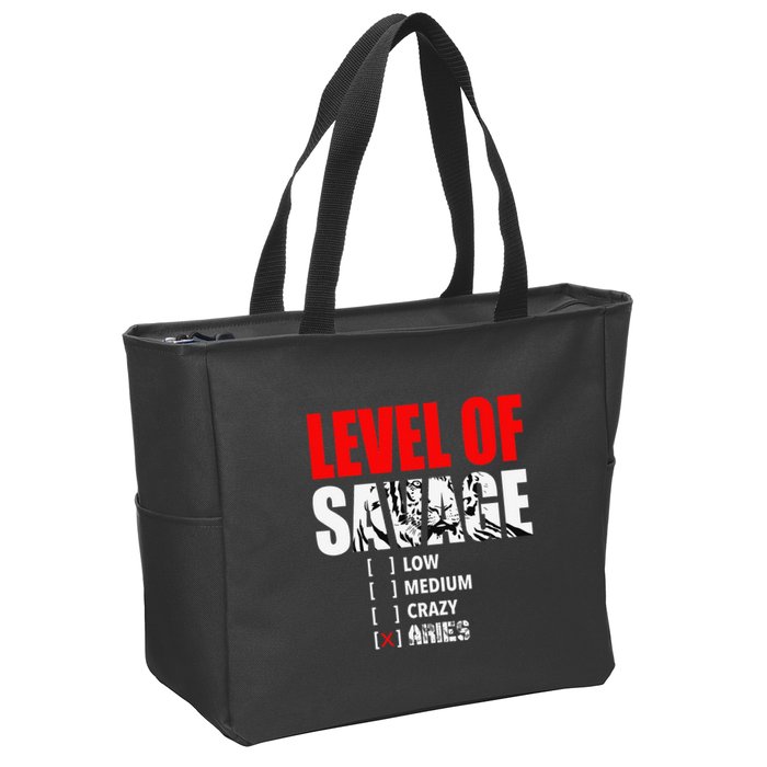 Level Of Savage Low Medium Aries Beast Animal Mode Zip Tote Bag