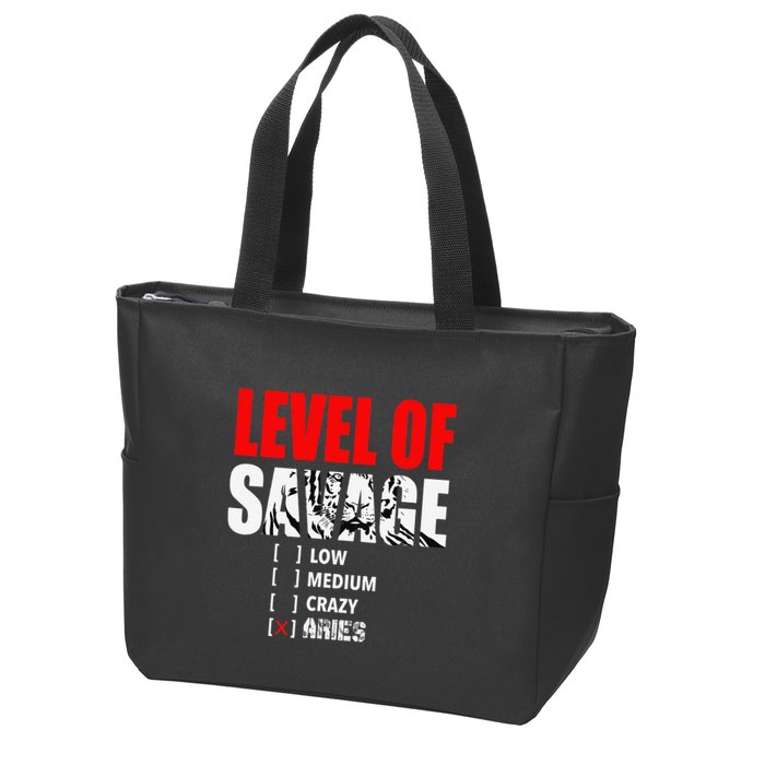 Level Of Savage Low Medium Aries Beast Animal Mode Zip Tote Bag