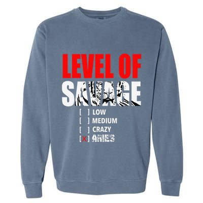 Level Of Savage Low Medium Aries Beast Animal Mode Garment-Dyed Sweatshirt