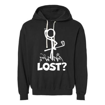 Lost Golf Ball Stickman Golfer Garment-Dyed Fleece Hoodie