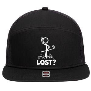 Lost Golf Ball Stickman Golfer 7 Panel Mesh Trucker Snapback Hat