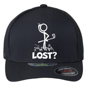 Lost Golf Ball Stickman Golfer Flexfit Unipanel Trucker Cap