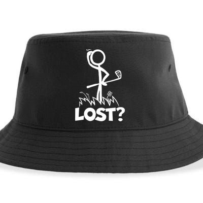 Lost Golf Ball Stickman Golfer Sustainable Bucket Hat