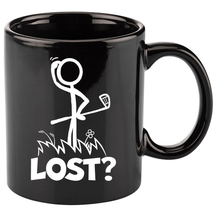 Lost Golf Ball Stickman Golfer 11oz C Handle Ceramic Mug