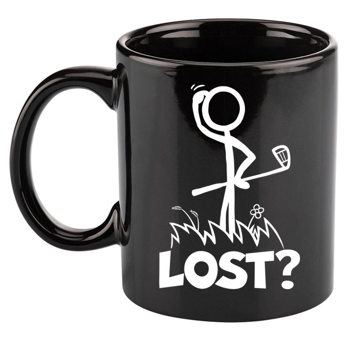 Lost Golf Ball Stickman Golfer 11oz C Handle Ceramic Mug