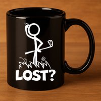 Lost Golf Ball Stickman Golfer 11oz C Handle Ceramic Mug