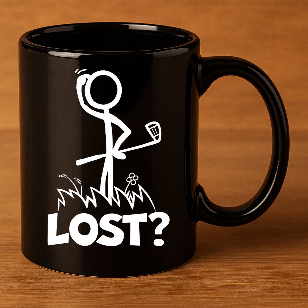 Lost Golf Ball Stickman Golfer 11oz C Handle Ceramic Mug