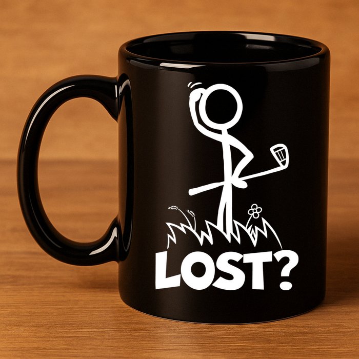 Lost Golf Ball Stickman Golfer 11oz C Handle Ceramic Mug