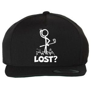 Lost Golf Ball Stickman Golfer Wool Snapback Cap