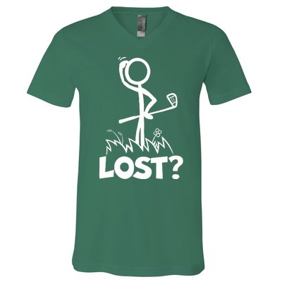 Lost Golf Ball Stickman Golfer V-Neck T-Shirt