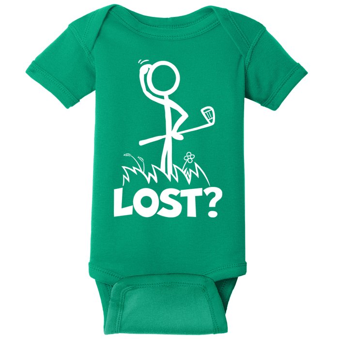 Lost Golf Ball Stickman Golfer Baby Bodysuit