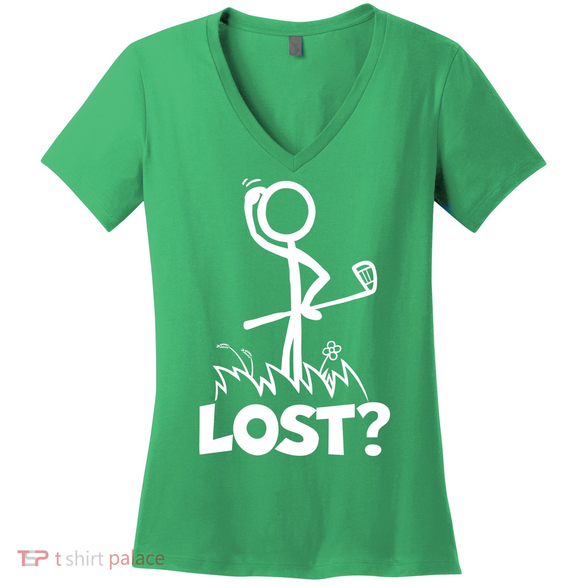 Lost Golf Ball Stickman Golfer Women's V-Neck T-Shirt