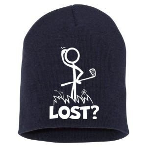 Lost Golf Ball Stickman Golfer Short Acrylic Beanie