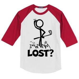 Lost Golf Ball Stickman Golfer Kids Colorblock Raglan Jersey