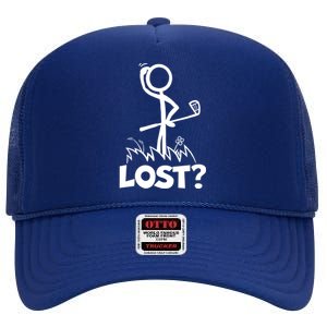 Lost Golf Ball Stickman Golfer High Crown Mesh Back Trucker Hat