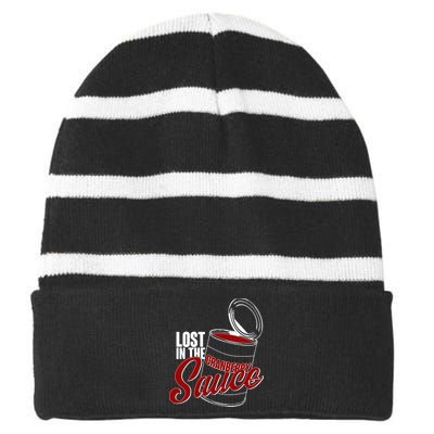 Lost In The Cranberry Sauce Striped Beanie with Solid Band