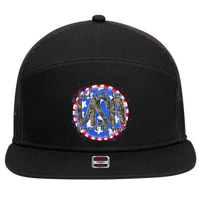 Land Of The Free Home Of The Brave USA Celebration 7 Panel Mesh Trucker Snapback Hat