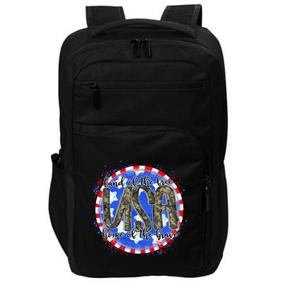 Land Of The Free Home Of The Brave USA Celebration Impact Tech Backpack