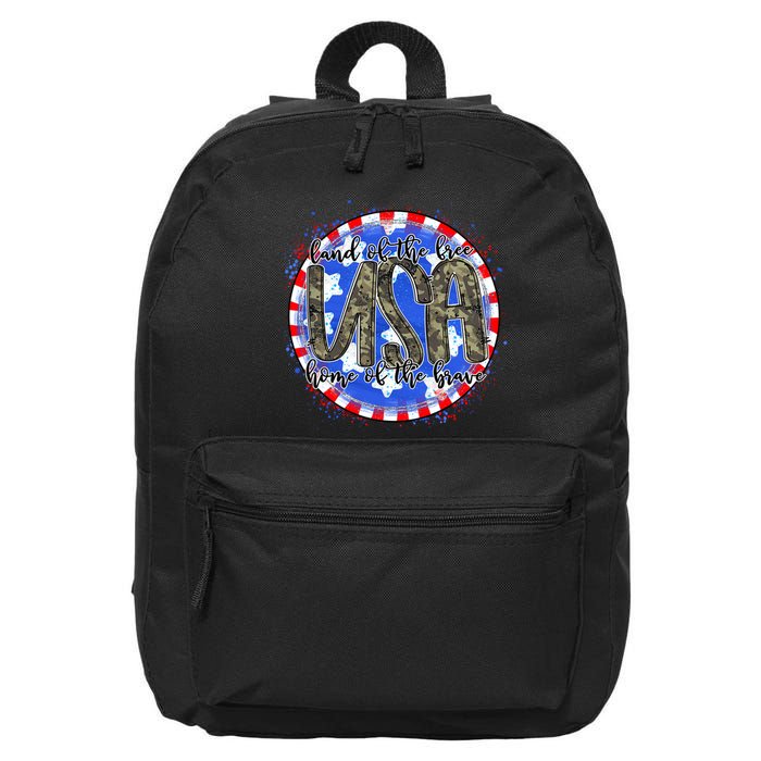 Land Of The Free Home Of The Brave USA Celebration 16 in Basic Backpack