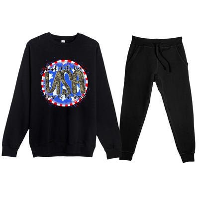 Land Of The Free Home Of The Brave USA Celebration Premium Crewneck Sweatsuit Set