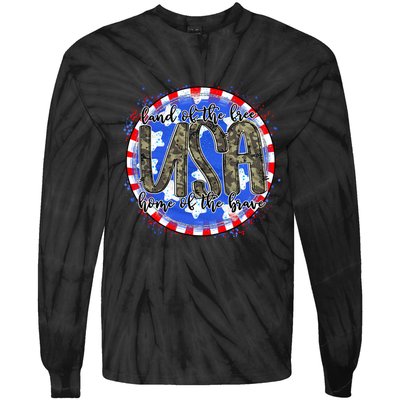 Land Of The Free Home Of The Brave USA Celebration Tie-Dye Long Sleeve Shirt